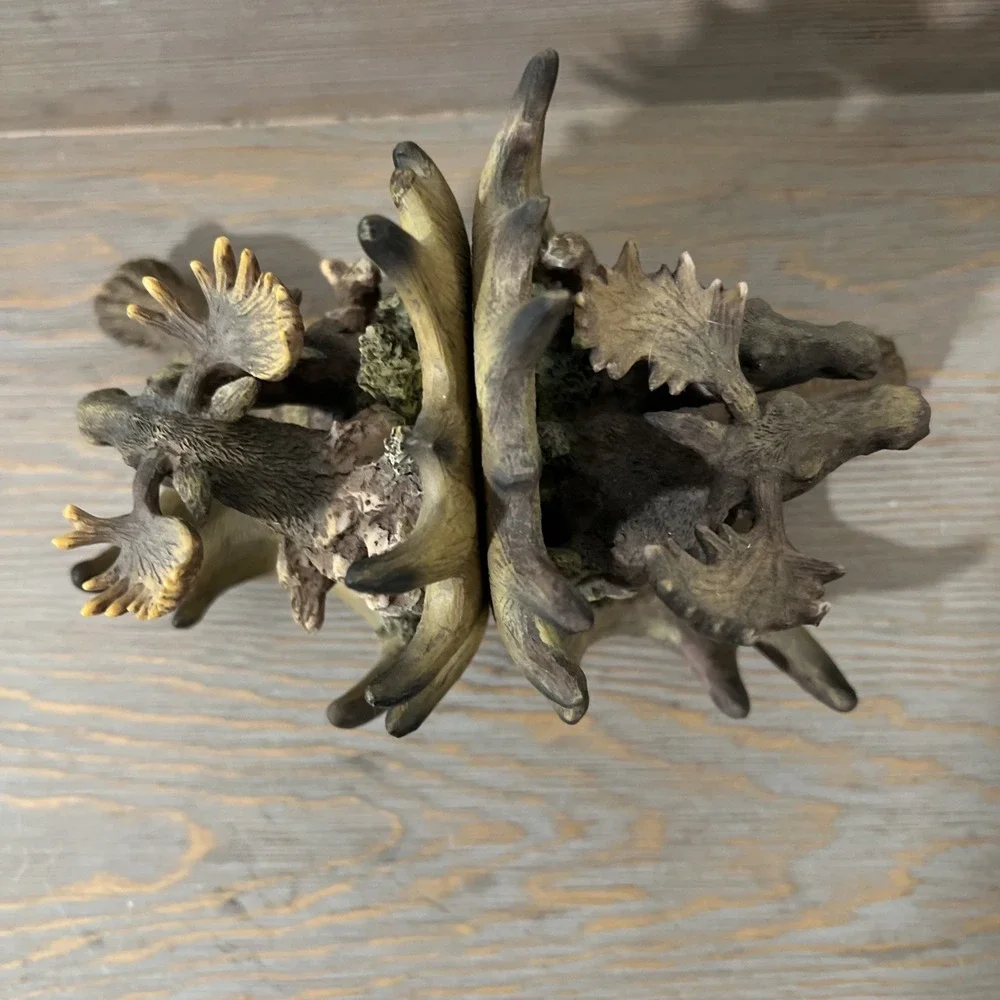 Moose Head Bookends Pair Cabin Country Farmhouse Wild Life Animals Resin Decor‎